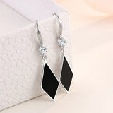 925 Silver Rhombus Zircon Drop Earrings For Women FQL21304