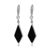 925 Silver Rhombus Zircon Drop Earrings For Women FQL21304