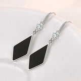 925 Silver Rhombus Zircon Drop Earrings For Women FQL21304