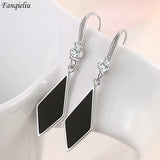 925 Silver Rhombus Zircon Drop Earrings For Women FQL21304