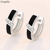 925 Silver Needle Zircon Hoop Earrings for Women