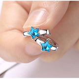 Fanqieliu Crystal Star Hoop Earrings 925 Silver Needle Jewelry
