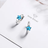 Fanqieliu Crystal Star Hoop Earrings 925 Silver Needle Jewelry
