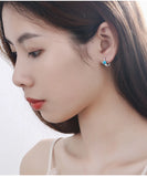Fanqieliu Crystal Star Hoop Earrings 925 Silver Needle Jewelry