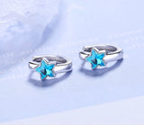 Fanqieliu Crystal Star Hoop Earrings 925 Silver Needle Jewelry