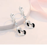 925 Silver CZ Crystal Circle Drop Earrings For Women