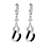925 Silver CZ Crystal Circle Drop Earrings For Women