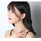 925 Silver CZ Crystal Circle Drop Earrings For Women
