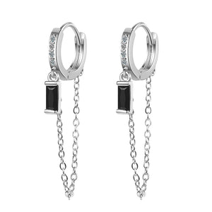 Zircon Drop Earrings 925 Silver Chain Gifts FQL20283