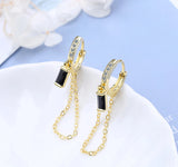 Zircon Drop Earrings 925 Silver Chain Gifts FQL20283