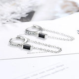 Zircon Drop Earrings 925 Silver Chain Gifts FQL20283