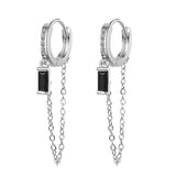 Zircon Drop Earrings 925 Silver Chain Gifts FQL20283