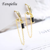 Zircon Drop Earrings 925 Silver Chain Gifts FQL20283