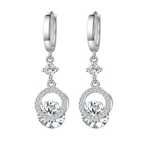 925 Silver Princess Crystal Drop Earrings For Women FQL21540