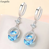 925 Silver Princess Crystal Drop Earrings For Women FQL21540