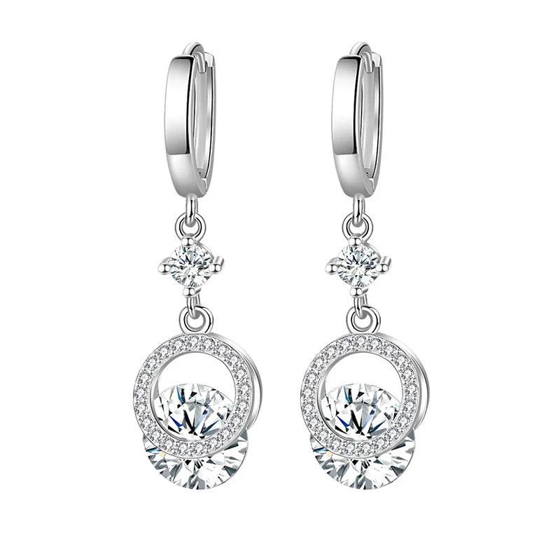 925 Silver Princess Crystal Drop Earrings For Women FQL21540