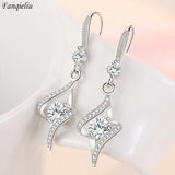 925 Silver Needle Princess Spiral Crystal Drop Earrings For Women Jewelry
