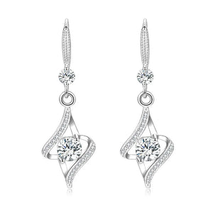 925 Silver Needle Princess Spiral Crystal Drop Earrings For Women Jewelry