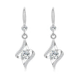 925 Silver Needle Princess Spiral Crystal Drop Earrings For Women Jewelry