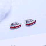 925 Silver Needle Red Edge Small Heart Hoop Earrings For Women FQL20407
