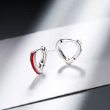 925 Silver Needle Red Edge Small Heart Hoop Earrings For Women FQL20407