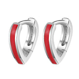 925 Silver Needle Red Edge Small Heart Hoop Earrings For Women FQL20407