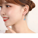 Vintage Crystal Flower Drop Earrings 925 Silver Needle