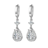 Vintage Crystal Flower Drop Earrings 925 Silver Needle
