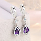 Vintage Crystal Flower Drop Earrings 925 Silver Needle
