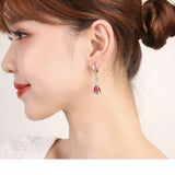 Vintage Crystal Flower Drop Earrings 925 Silver Needle
