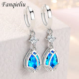 Vintage Crystal Flower Drop Earrings 925 Silver Needle