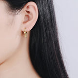 Vintage Moon Star Cross Hoop Earrings 925 Silver Needle Gift FQL20495