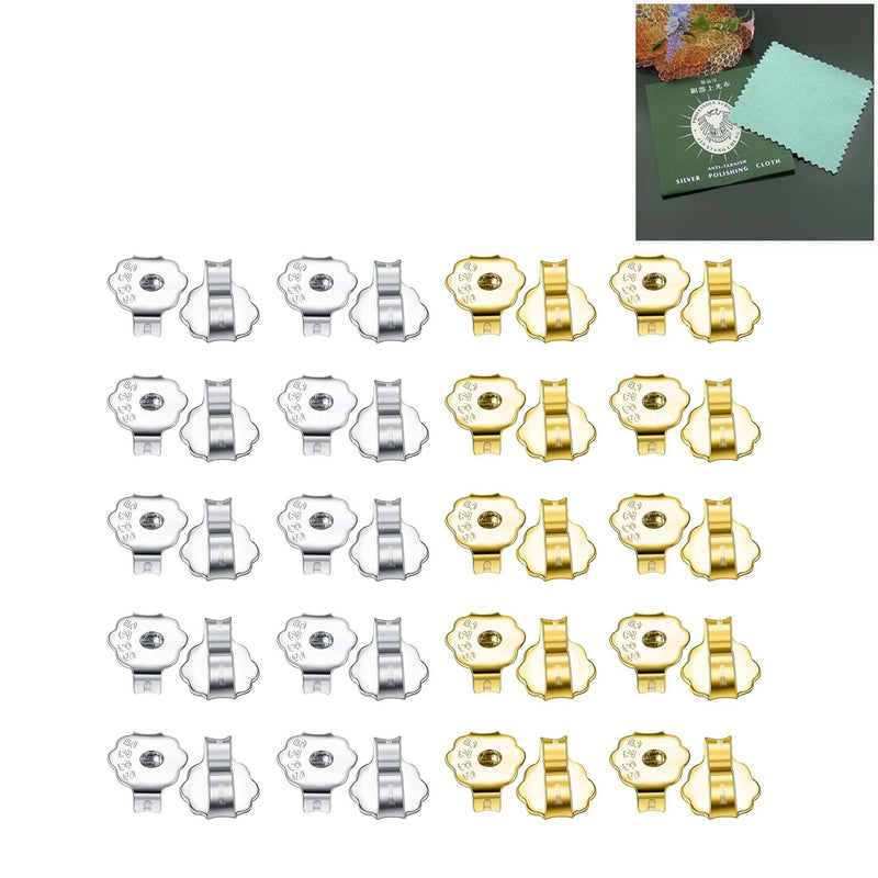 20Pairs 925 Silver Butterfly Earrings Backs Hypoallergenic Jewelry