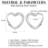 925 Silver Heart Hoop Earrings 18K Plated Hypoallergenic Jewelry
