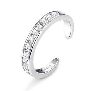 925 Silver Toe Rings for Women Adjustable CZ Beach Foot Jewelry
