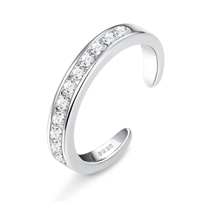 925 Silver Toe Ring Adjustable Plated Flower Cz Snake Twist Opal Band Jewelry
