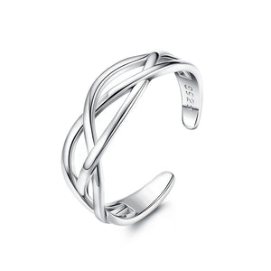 925 Silver Adjustable Wrap Open Cuff Toe Ring Vintage Band Rings