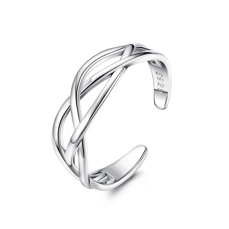 925 Silver Adjustable Wrap Open Cuff Toe Ring Vintage Band Rings