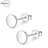 925 Sterling Silver Flat Round Stud Earrings 18K Plated Disc Dot Ear Rings