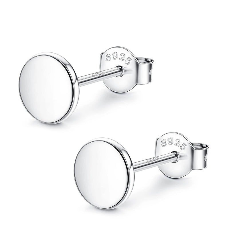 925 Sterling Silver Flat Round Stud Earrings 18K Plated Disc Dot Ear Rings