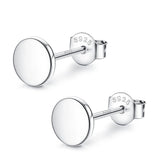 925 Sterling Silver Flat Round Stud Earrings 18K Plated Disc Dot Ear Rings
