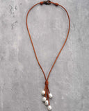 Natural Freshwater Pearl Leather Choker Necklace Women