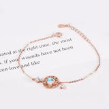 925 Silver Bracelet Moonstone Zircon Chain Fine Jewelry