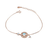 925 Silver Bracelet Moonstone Zircon Chain Fine Jewelry