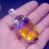 Fantasy Oval Dichroic Glass Jewelry Silver Pendant Necklace Charm