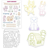 Farm Animals Cutting Dies and Stamps Set with Fence Shape