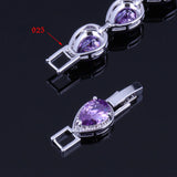 Purple Cubic Zirconia Bracelet with Link Chain V0042