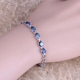 Rainbow CZ Silver Plated Bracelet 7 inch