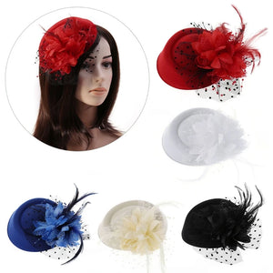 Fascinator Hats Headband Feather Flower Brides Hair Accessories Wedding