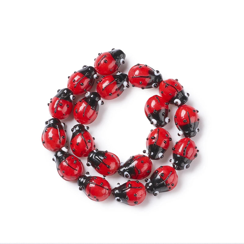 Red Ladybug Lampwork Beads for DIY Jewelry Making Bracelet Crafts